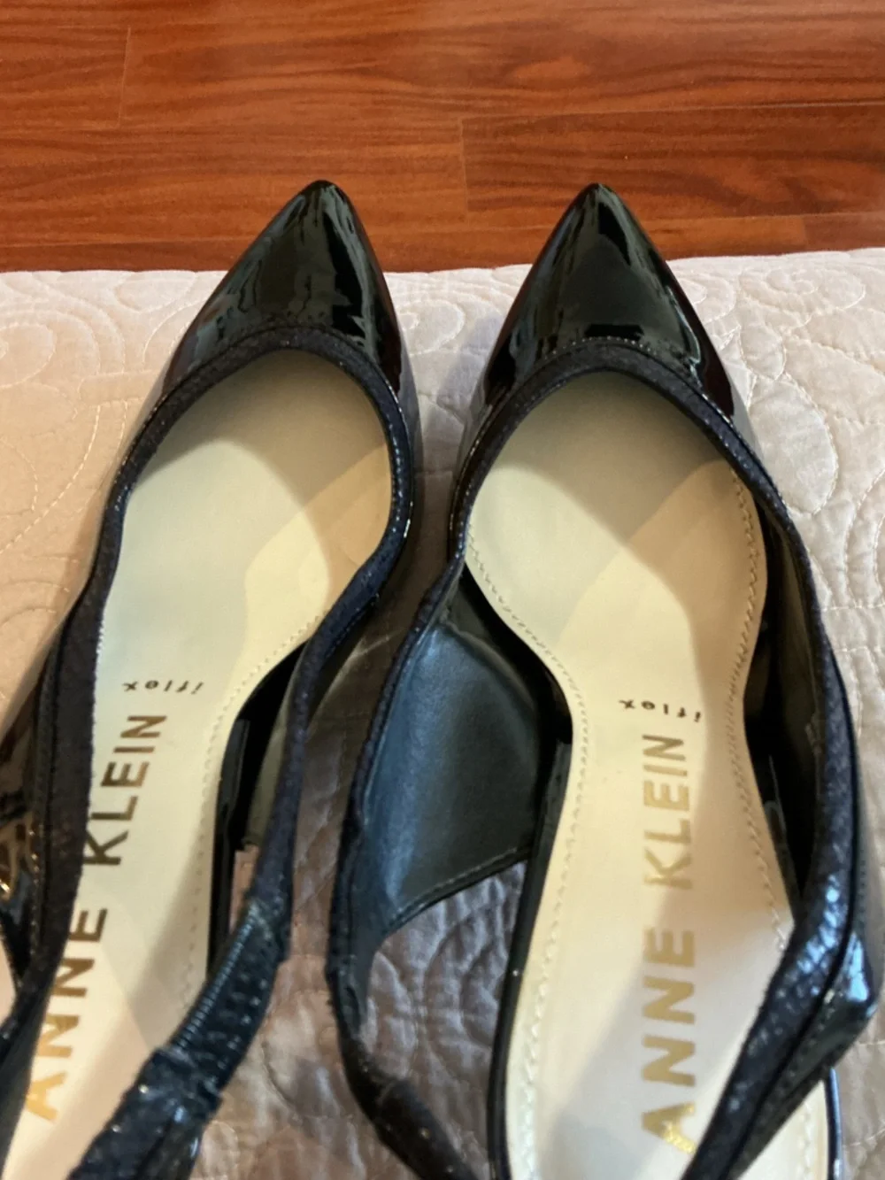 Anne Klein Elena Black Patent iFlex Pointed Slingback Heels Size 10 NWOT